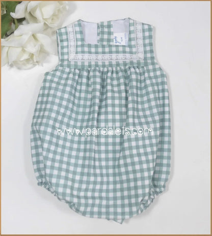 Pelele vichy verde empolvado "Baya" - PARDALETS