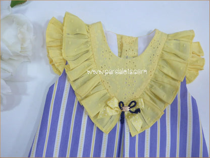 Vestido rayas azul y amarillo "Limonero" - PARDALETS
