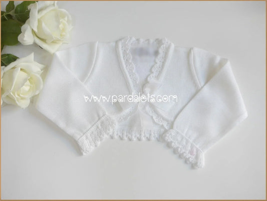 Chaqueta bolero blanca con lazito tul - PARDALETS