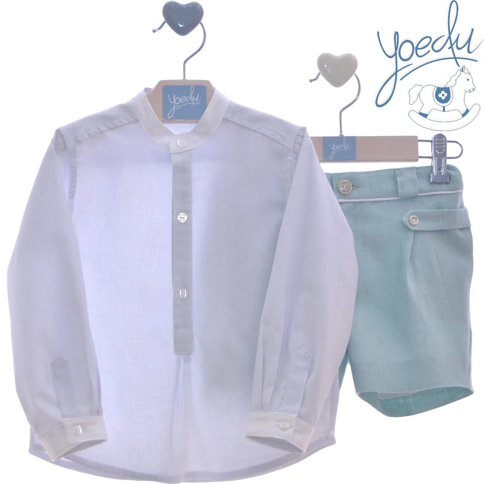 Conjunto camisa rayita y short verde "Arce" - PARDALETS