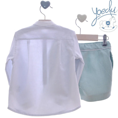 Conjunto camisa rayita y short verde "Arce" - PARDALETS