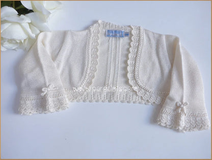 Chaqueta bolero beig con lazitos - PARDALETS