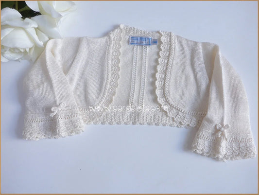 Chaqueta bolero beig con lazitos - PARDALETS