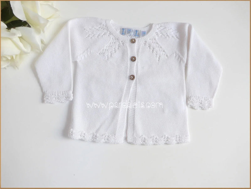 Chaqueta larga algodon blanco caladito - PARDALETS