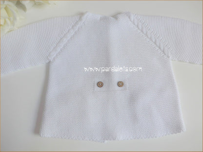 Chaqueta larga algodon blanco punto bobo