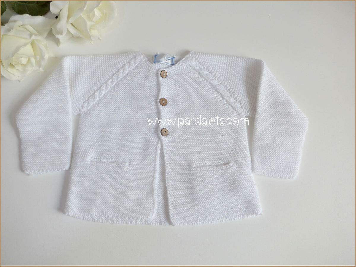 Chaqueta larga algodon blanco punto bobo