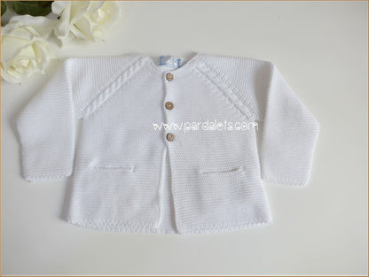 Chaqueta larga algodon blanco punto bobo
