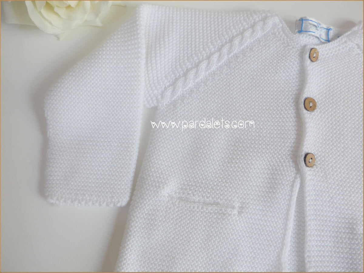 Chaqueta larga algodon blanco punto bobo