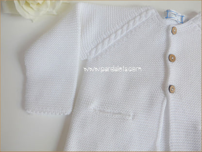 Chaqueta larga algodon blanco punto bobo