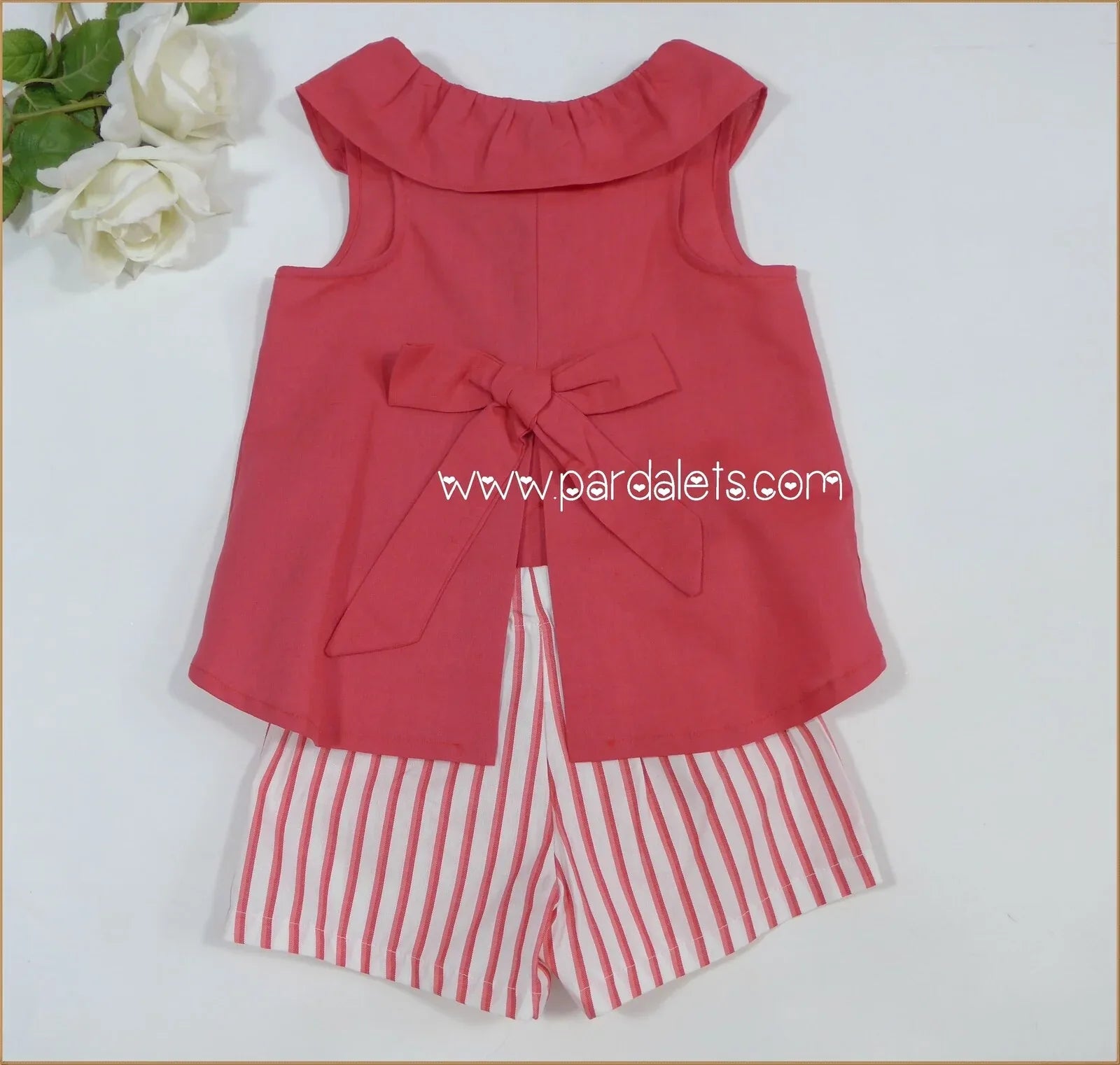 Conjunto blusa roja y short rayas rojas - PARDALETS