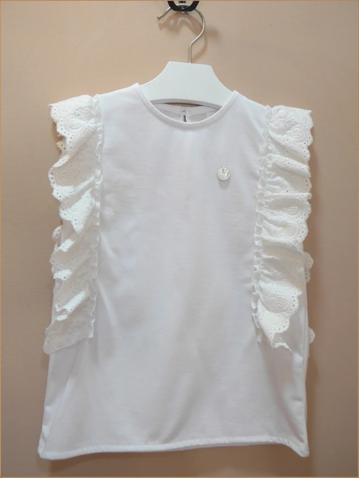 Camiseta blanca con puntilla - PARDALETS