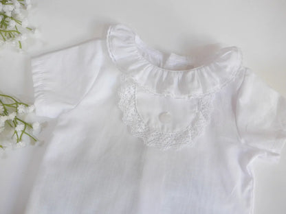 Conjunto blusa blanca y culote algodon verde - PARDALETS