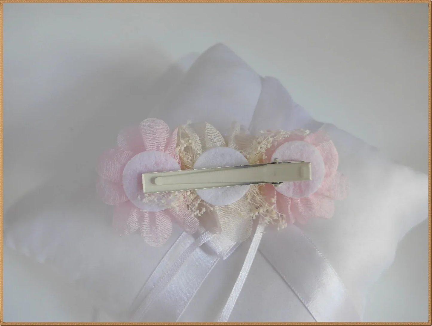 Tocado flor rosa y beige - PARDALETS