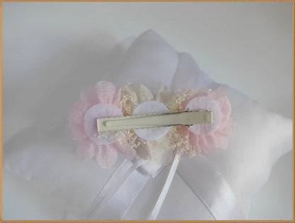 Tocado flor rosa y beige - PARDALETS