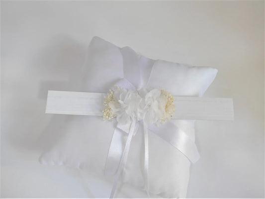Diadema elastica blanca 2 flores - PARDALETS