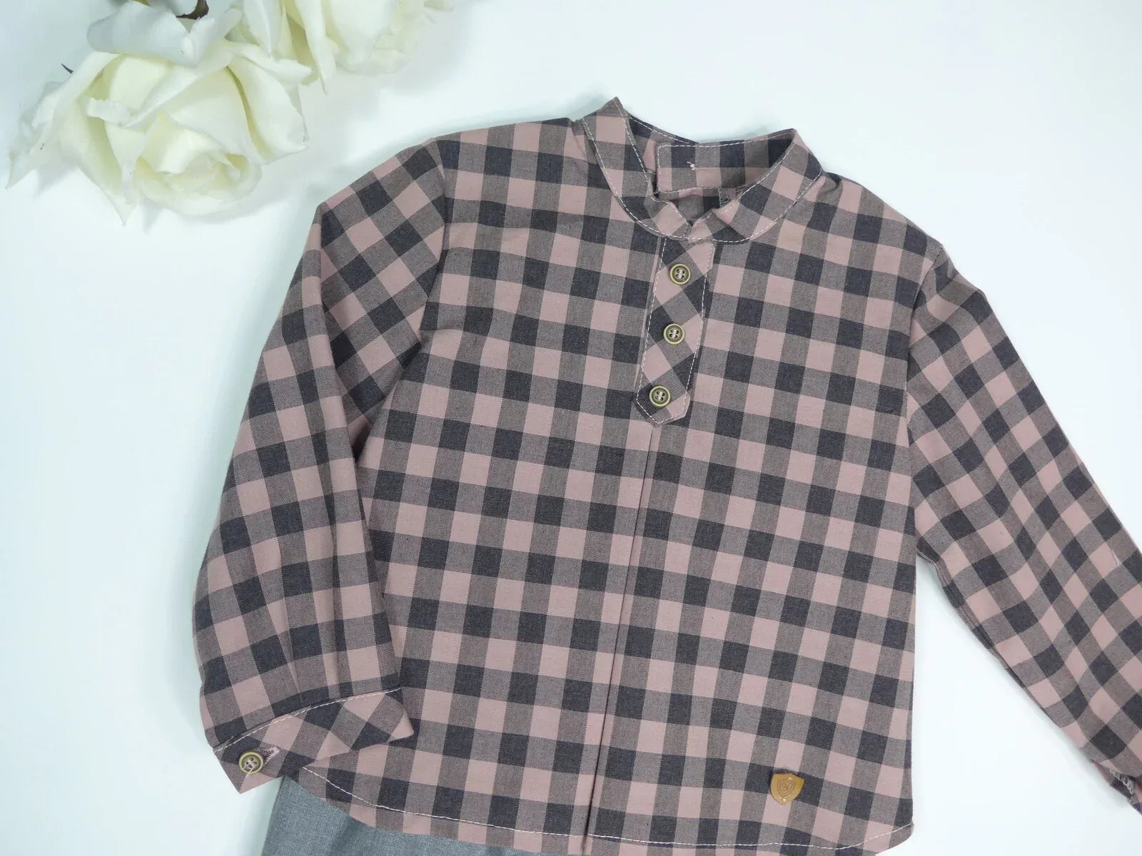 Conjunto camisa vichy negro y rosa y bombacho micropana "Pompeya" - PARDALETS