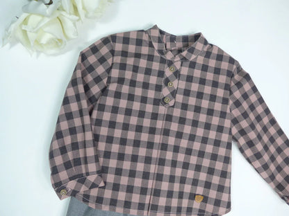 Conjunto camisa vichy negro y rosa y bombacho micropana "Pompeya" - PARDALETS