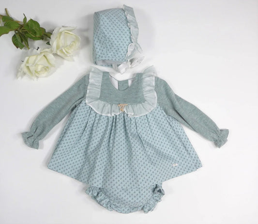 Jesusito verde empolvado hojitas con capota "Éfeso" - PARDALETS