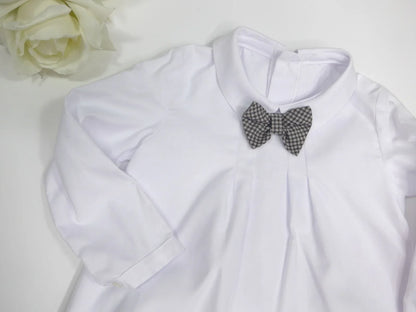 Conjunto camisa blanca y bombacho marrón cuadros "Patti" - PARDALETS