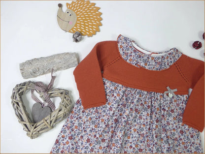 Vestido lana teja flores "Brandy" - PARDALETS