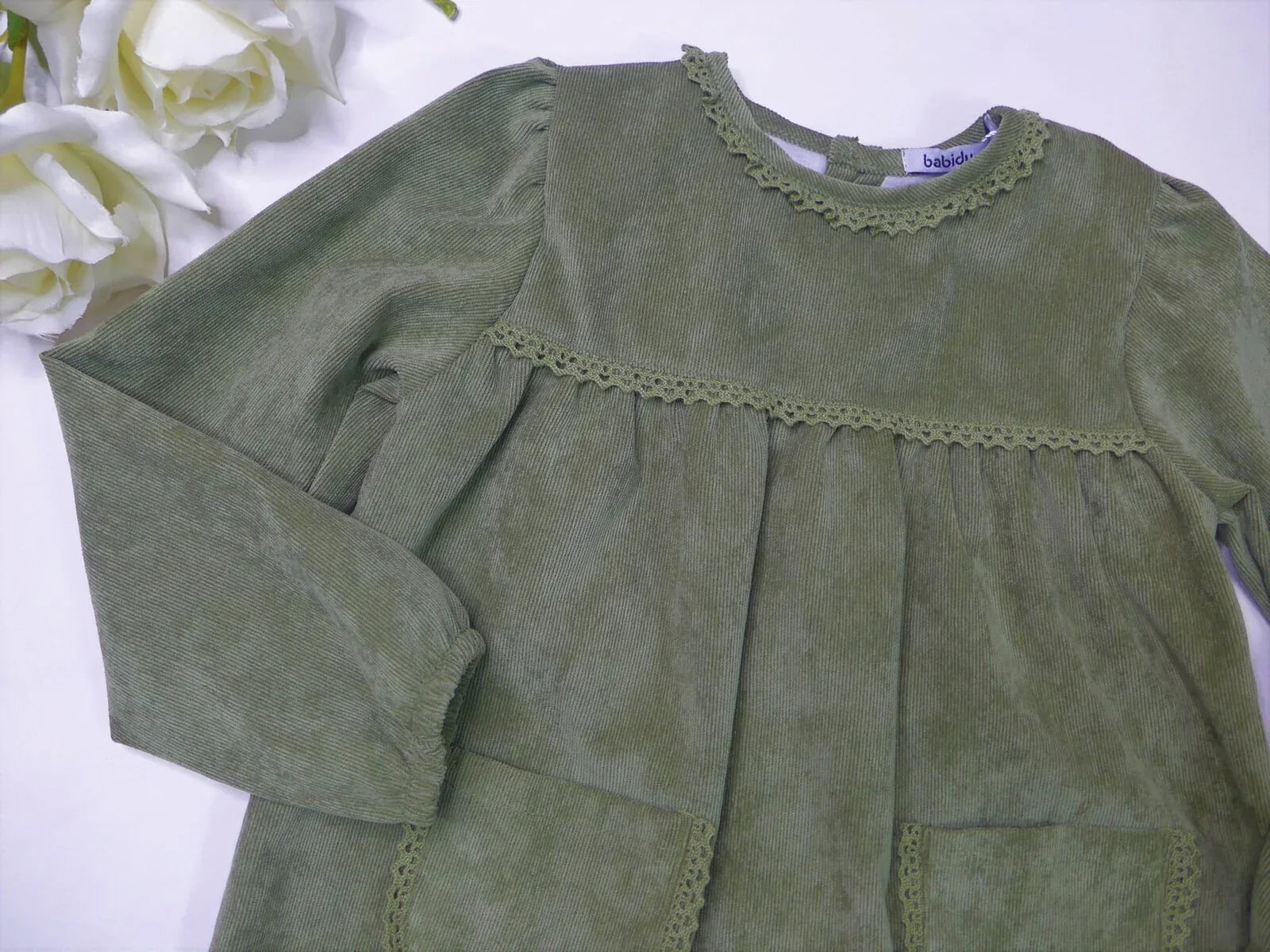 Vestido verde botella de pana - PARDALETS