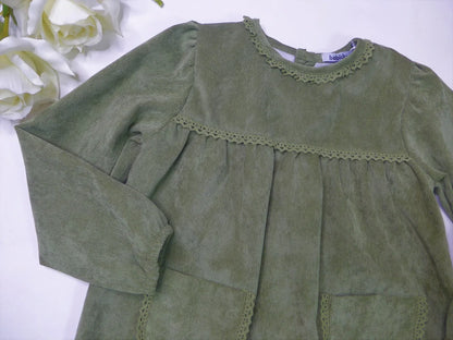 Vestido verde botella de pana - PARDALETS