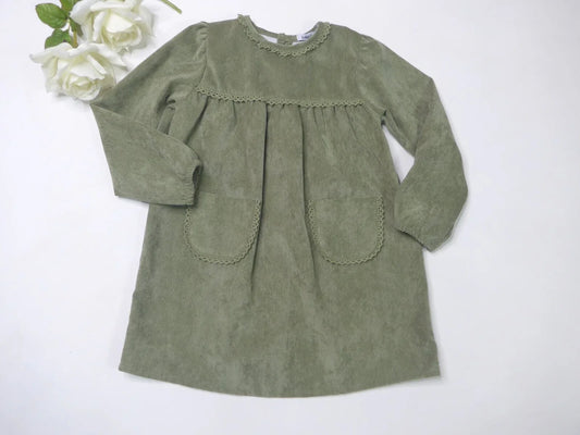 Vestido verde botella de pana - PARDALETS