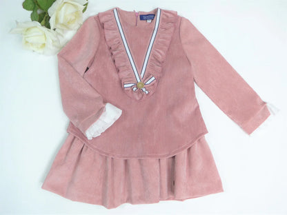 Vestido micropana rosa empolvado con volantes - PARDALETS