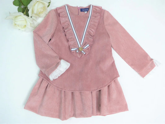 Vestido micropana rosa empolvado con volantes - PARDALETS