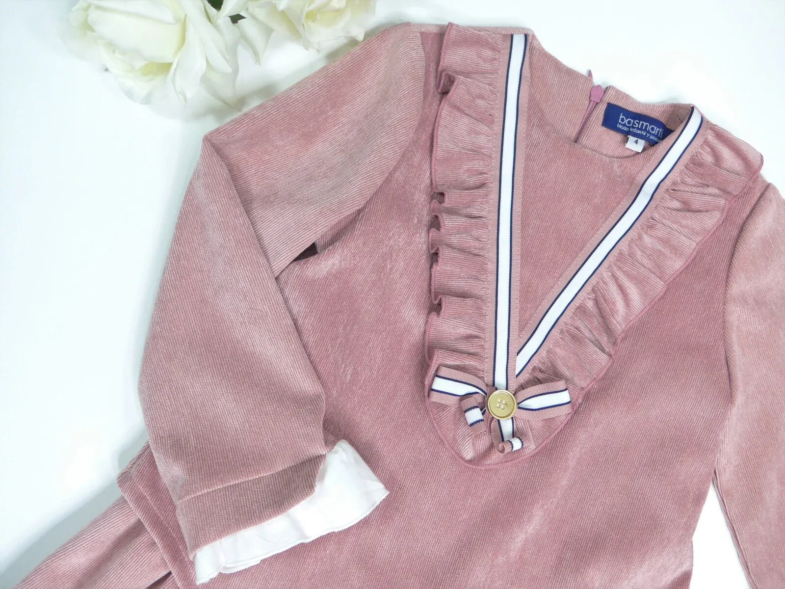 Vestido micropana rosa empolvado con volantes - PARDALETS