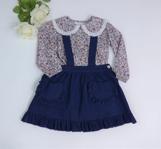 Pichi vaquero y camisa flores marrones - PARDALETS