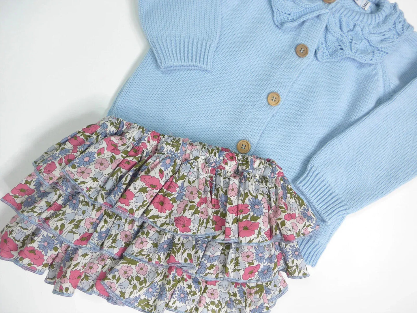 Conjunto culote volantes florales y chaqueta con volantes - PARDALETS