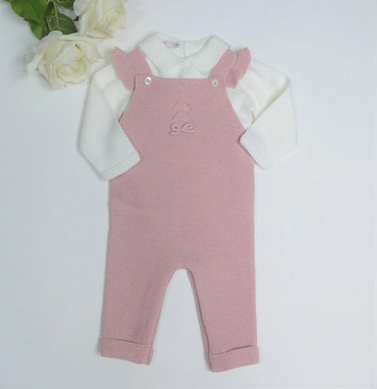 Pelele de lana rosa empolvado con jersey blanco roto - PARDALETS