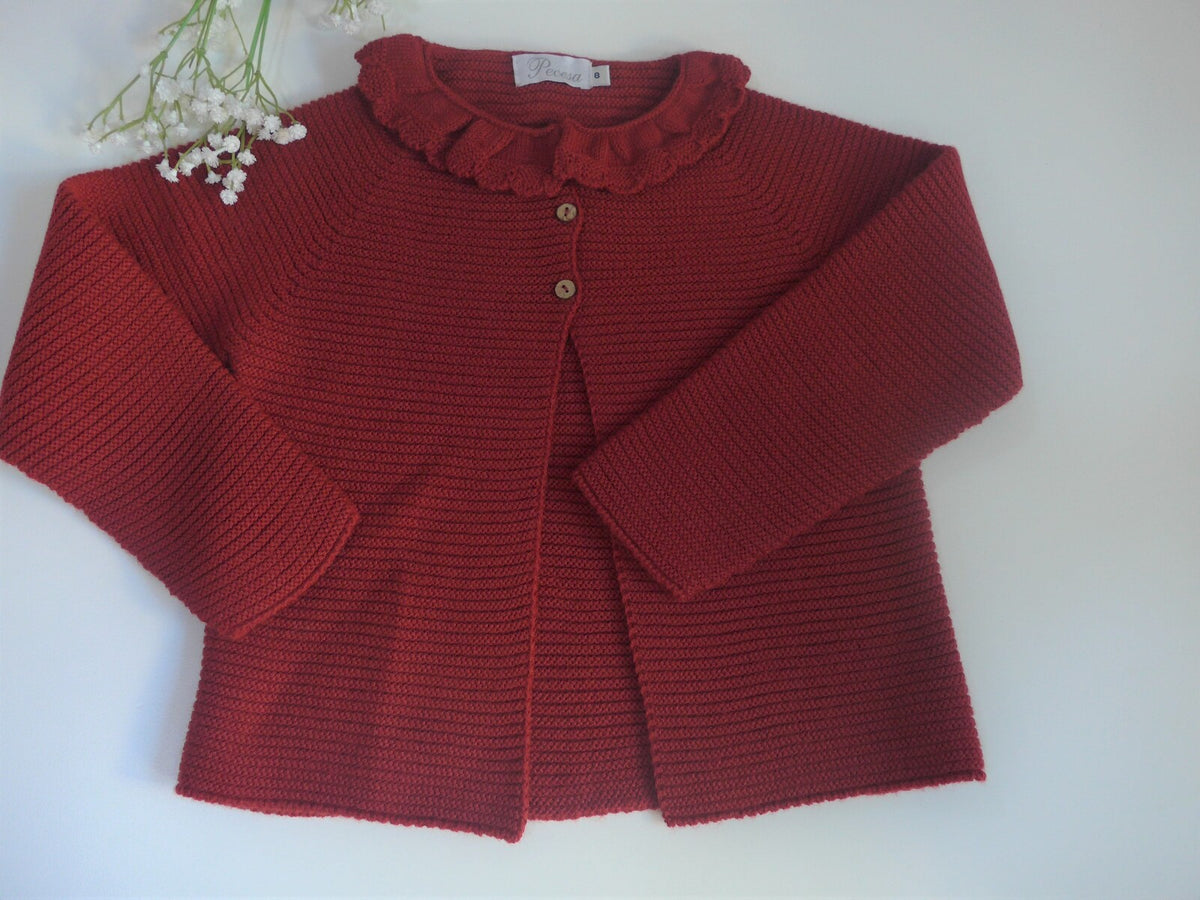 Chaqueta larga de lana color marsala