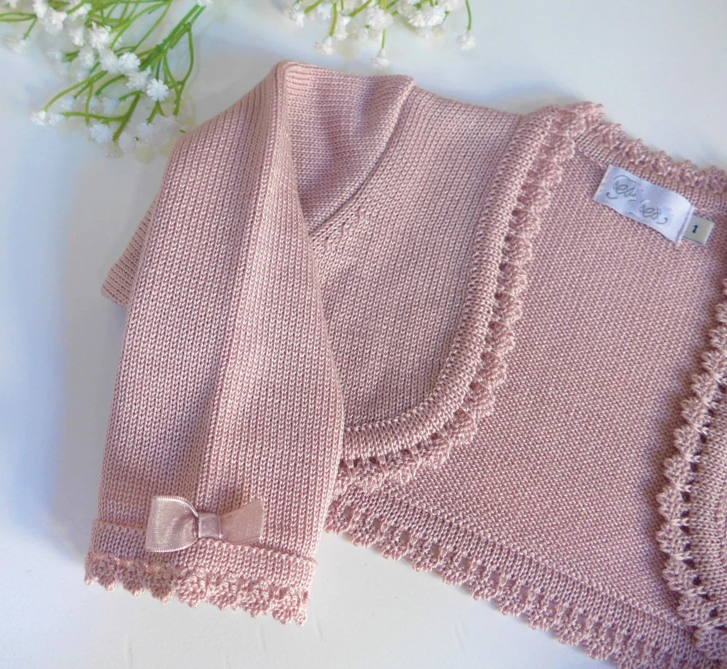 Chaqueta corta perle rosa empolvado manga larga - PARDALETS