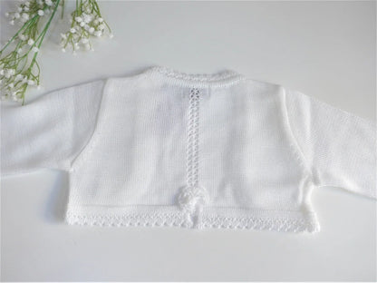 Chaqueta perle blanco con pompon blanco - PARDALETS