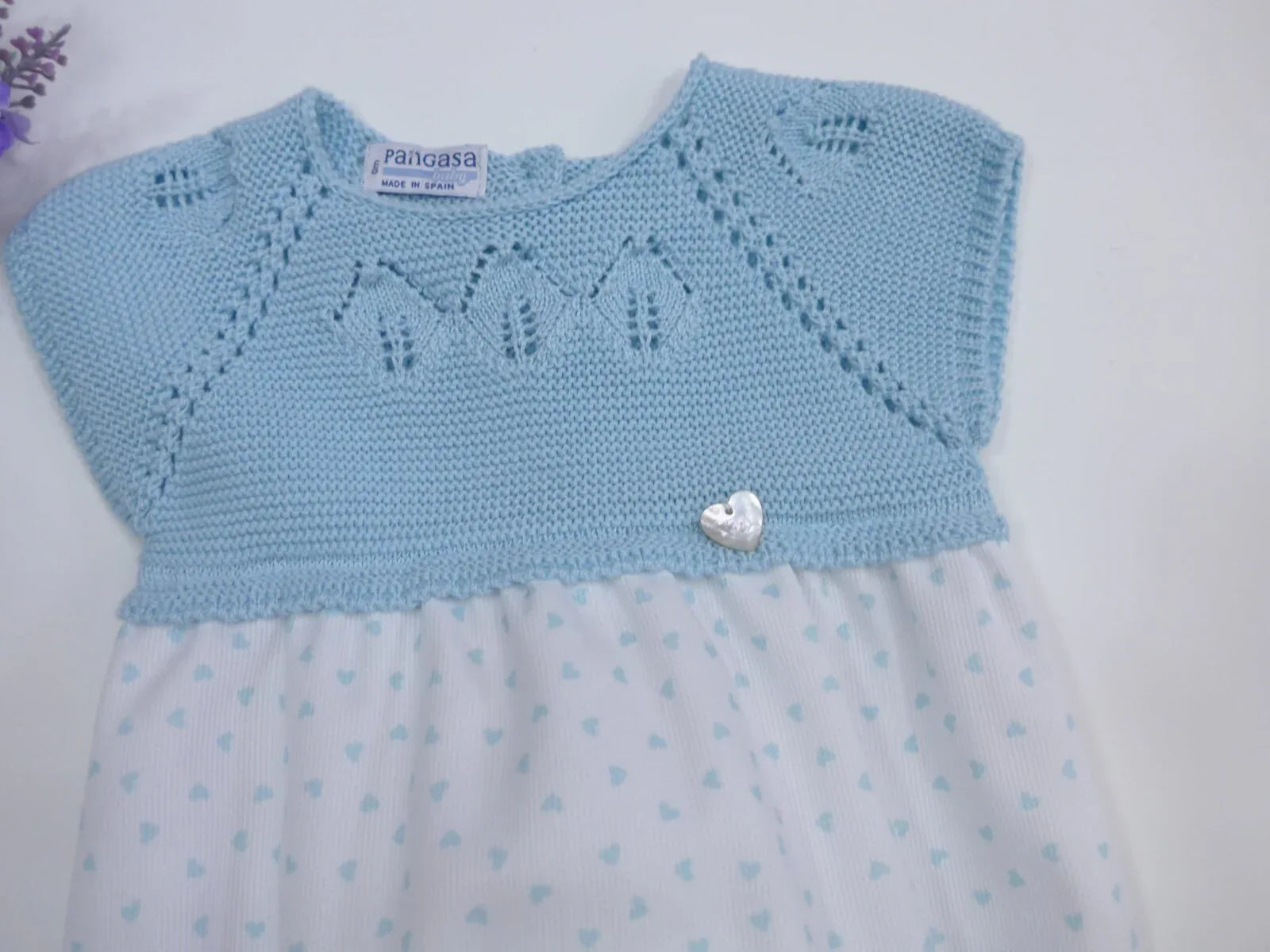 Pelele algodón verde agua estampado corazones - PARDALETS