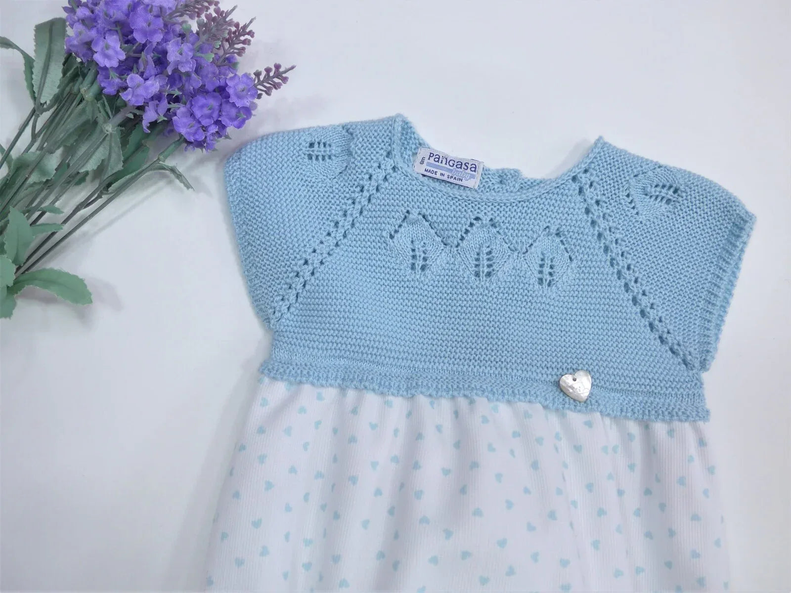 Pelele algodón verde agua estampado corazones - PARDALETS