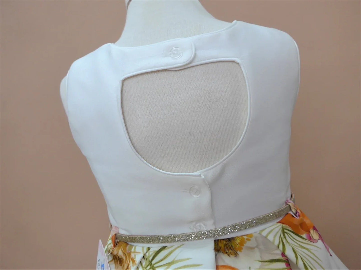 Vestido cuerpo blanco y falda floral espalda abierta - PARDALETS