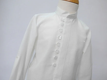 Camisa de lino blanco y short rosa empolvado - PARDALETS