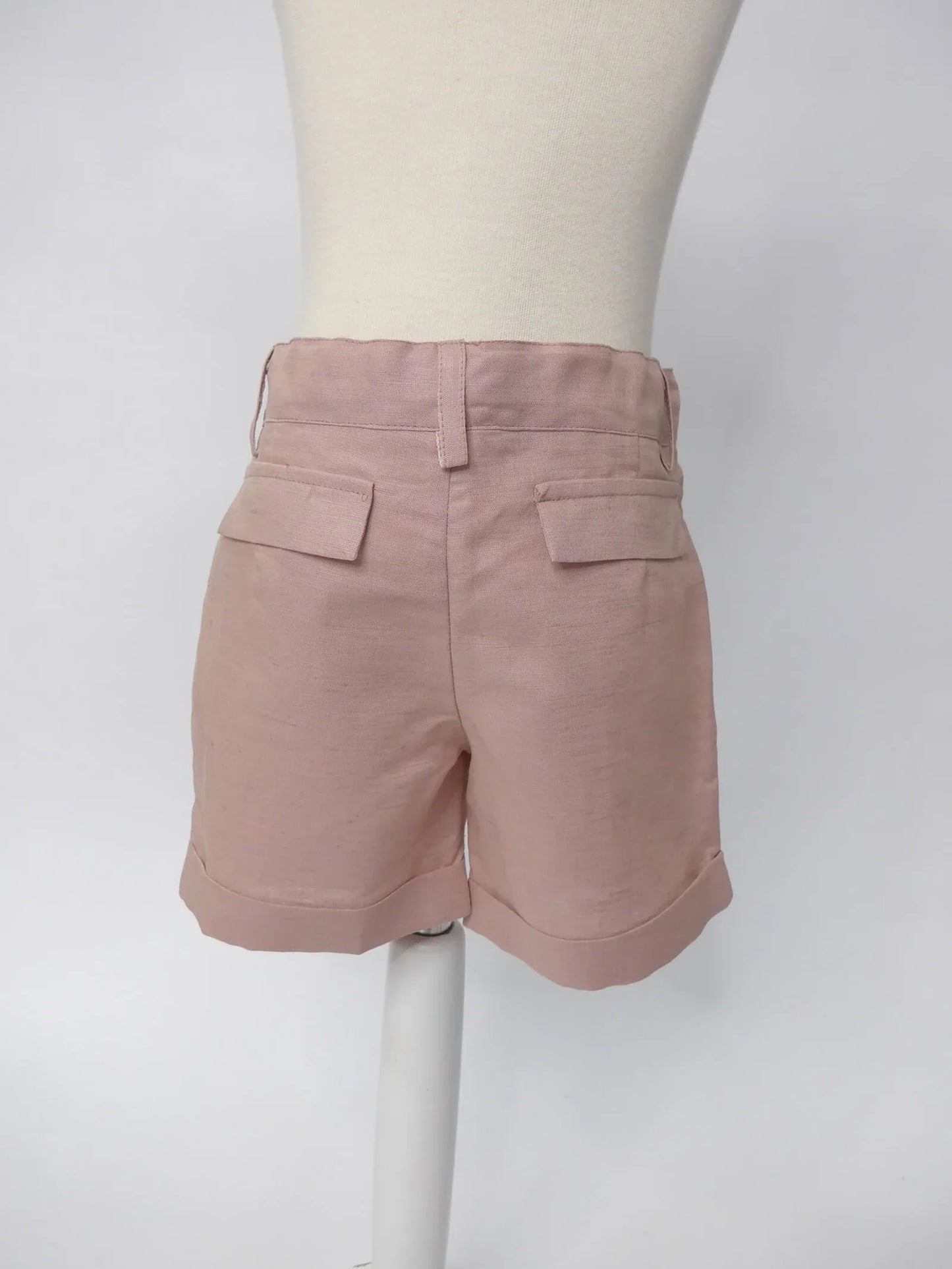 Camisa de lino blanco y short rosa empolvado - PARDALETS