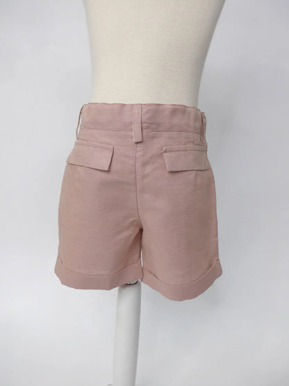 Camisa de lino blanco y short rosa empolvado - PARDALETS
