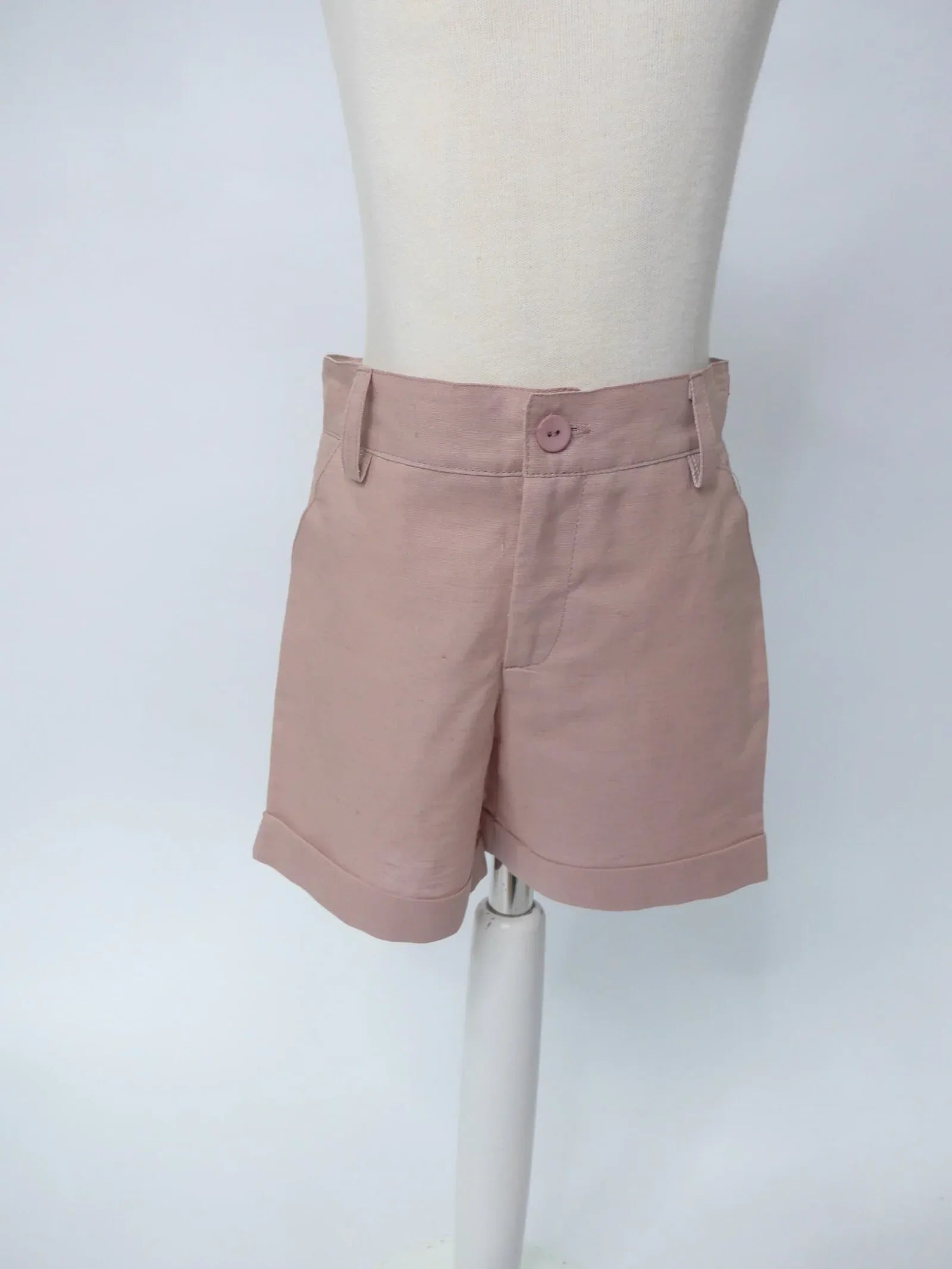 Camisa de lino blanco y short rosa empolvado - PARDALETS