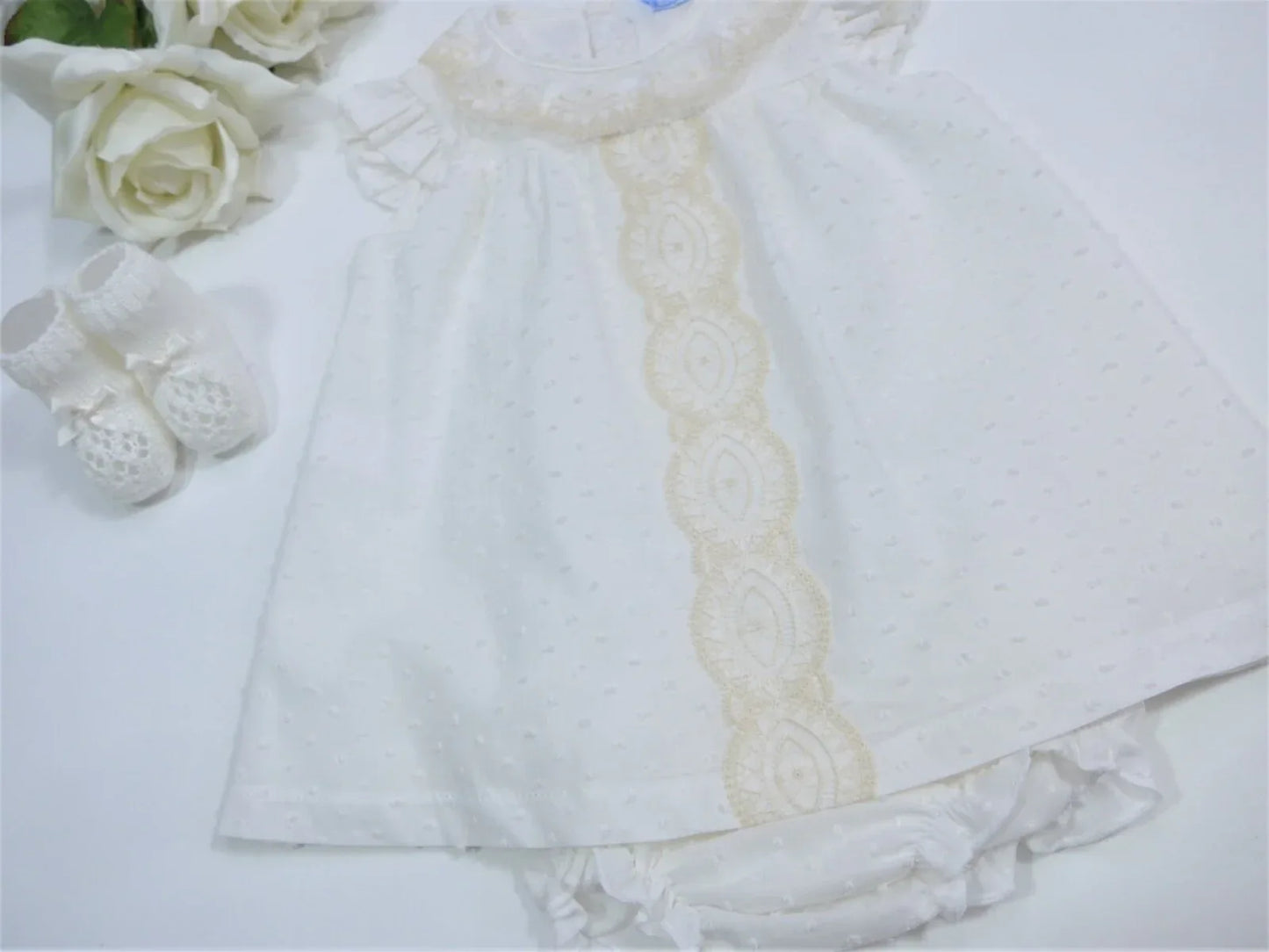 Vestido y culotte plumetti crudo - PARDALETS