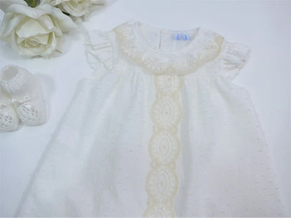 Vestido y culotte plumetti crudo - PARDALETS