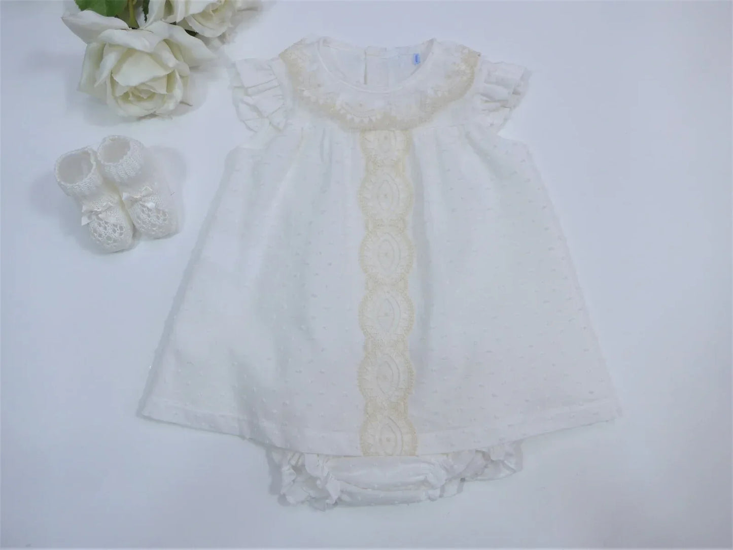 Vestido y culotte plumetti crudo - PARDALETS