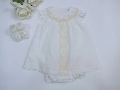 Vestido y culotte plumetti crudo - PARDALETS