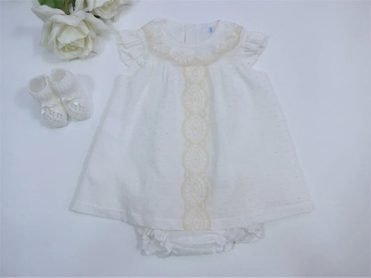 Vestido y culotte plumetti crudo - PARDALETS