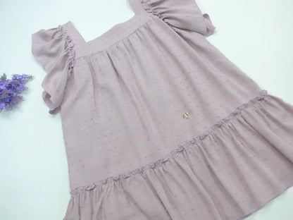 Vestido plumeti lila clarito con volante bajo - PARDALETS