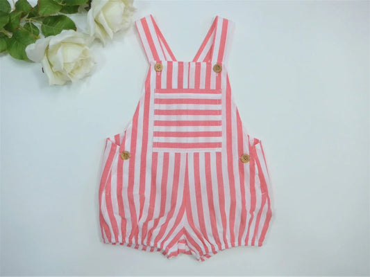 Peto bombacho rayas coral con botones y bolsillito - PARDALETS